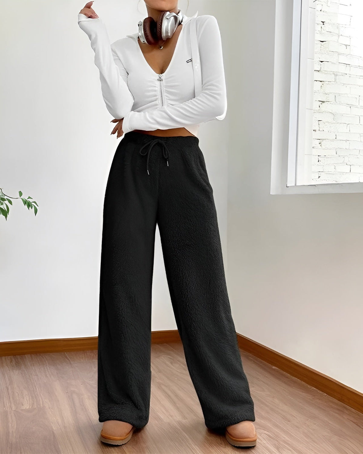 Pantalon Fluide Femme Taille Haute Ample Casual 4