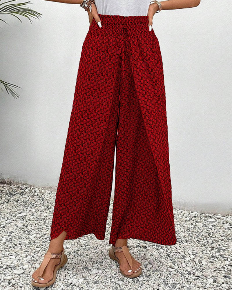 Pantalon Fluide Femme Taille Haute Imprimé Géométrique 6