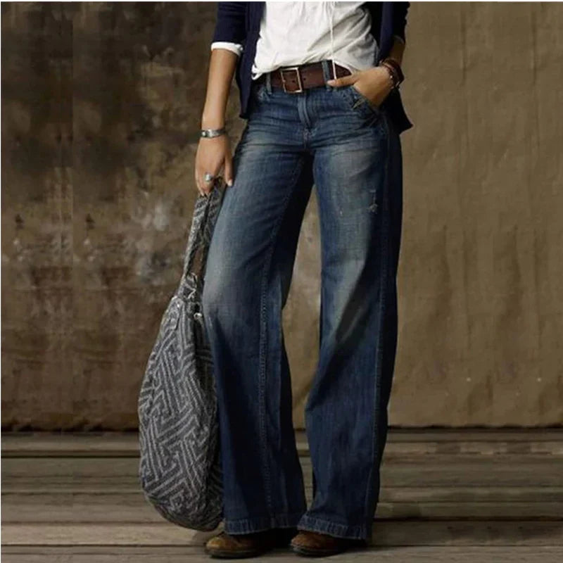 Pantalon Fluide Femme Vintage Large Chic 1