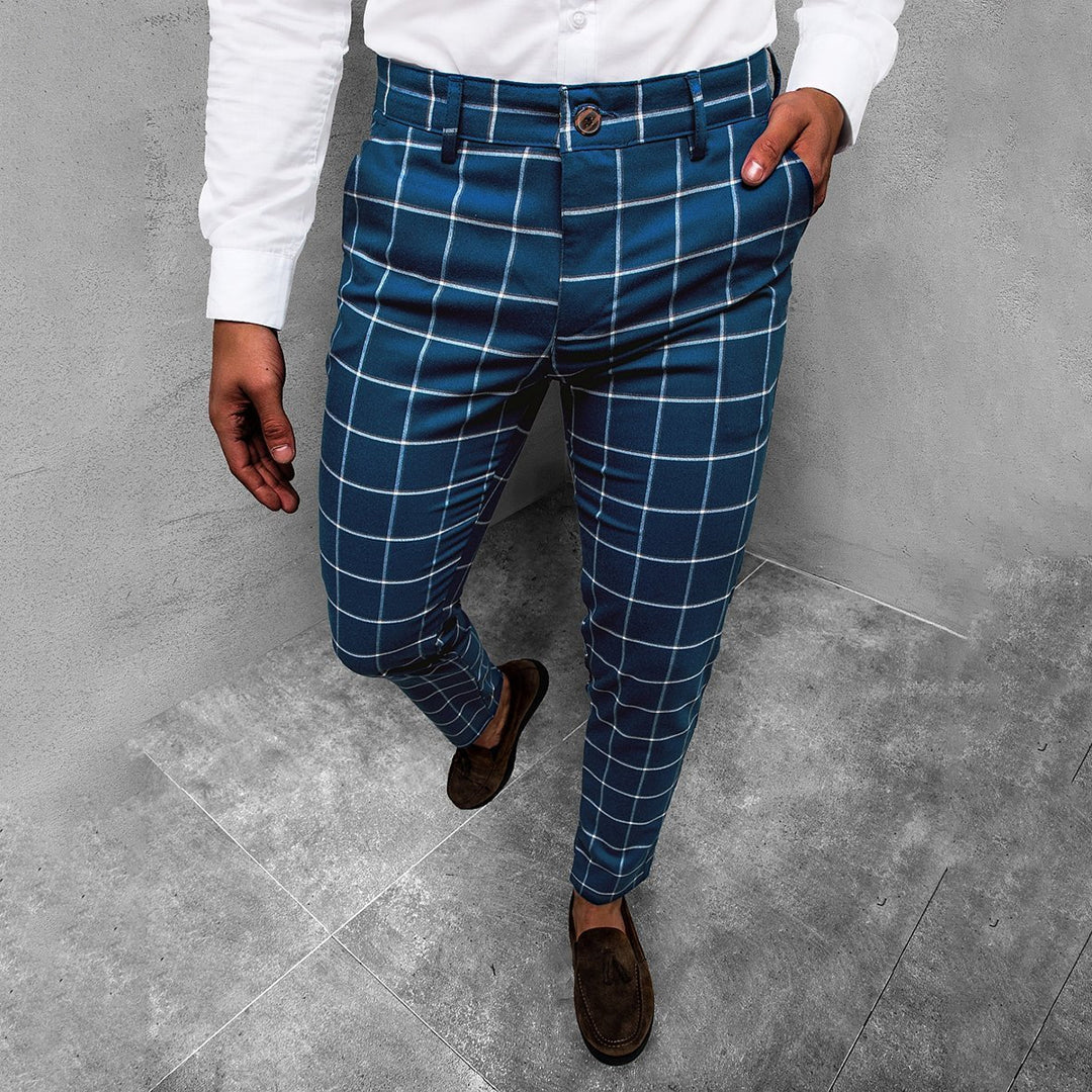 Pantalon Fuselé à Motif Quadrillé pour Hommes 2