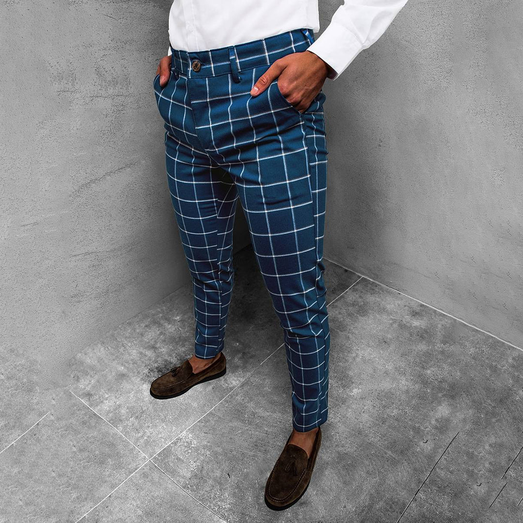Pantalon Fuselé à Motif Quadrillé pour Hommes 3