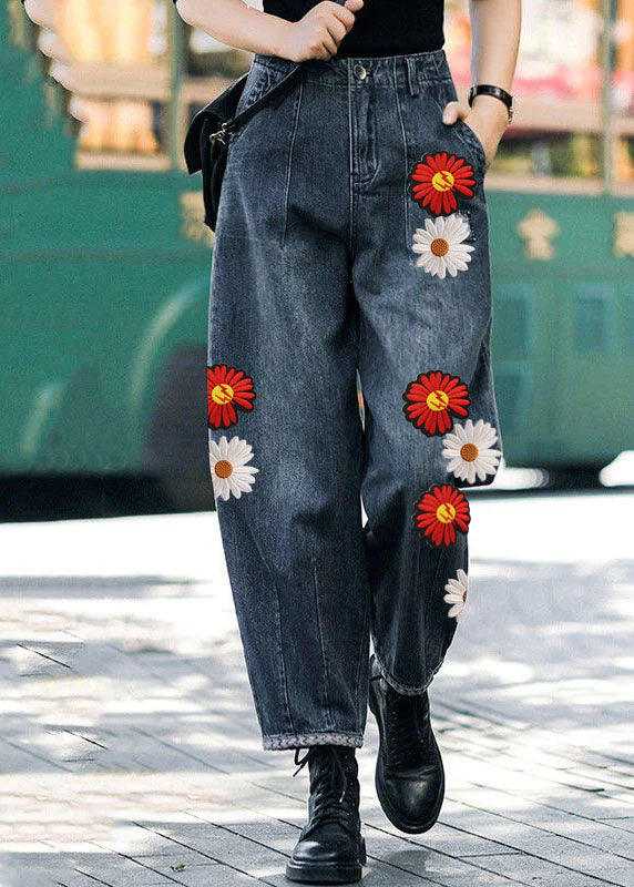 Pantalon Harem Femme Taille Haute avec Poches 5