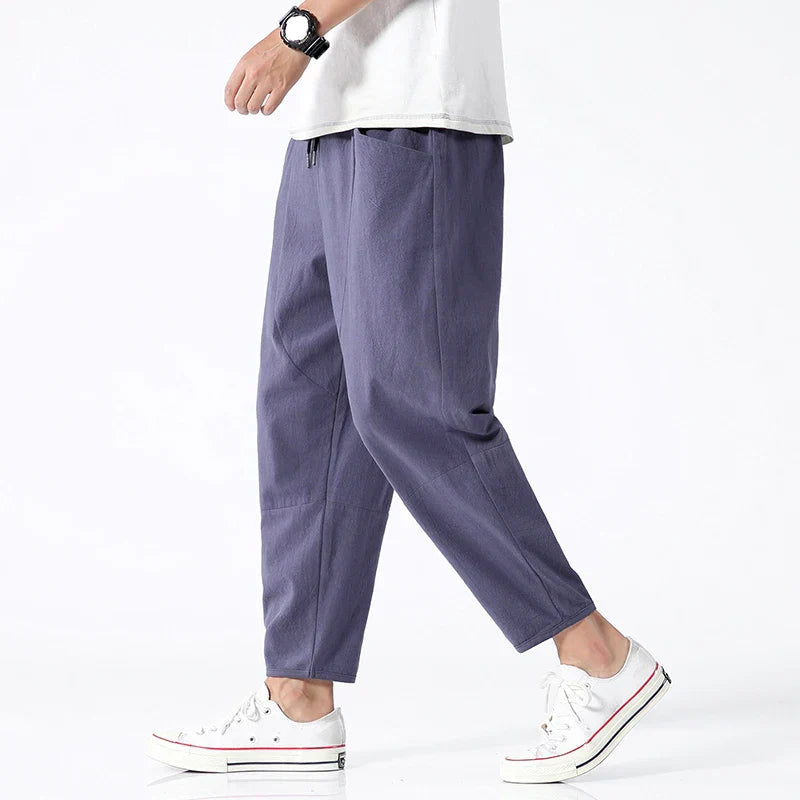 Pantalon Homme Court Décontracté avec Taille Réglable et Panneaux Articulés 0