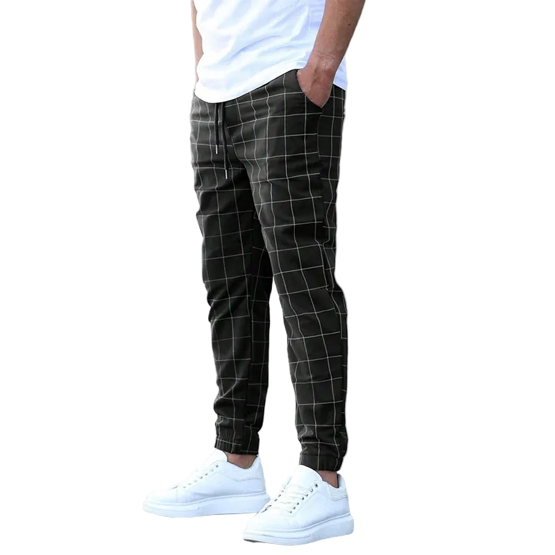 Pantalon Homme Décontracté à Carreaux Modernes 0