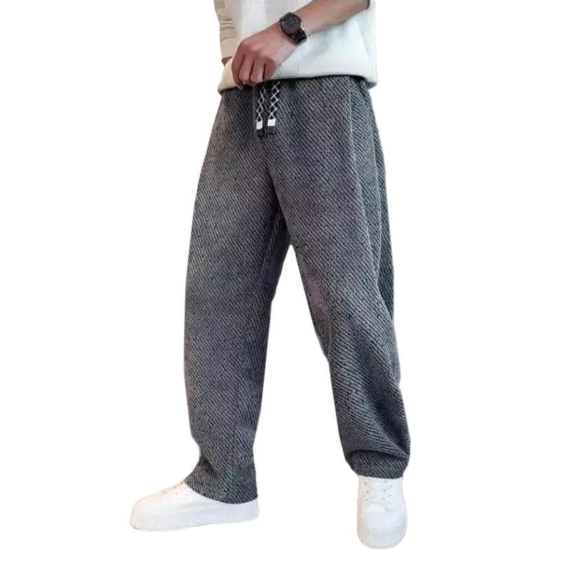 Pantalon Homme Décontracté à Jambe Large avec Taille Élastique 0
