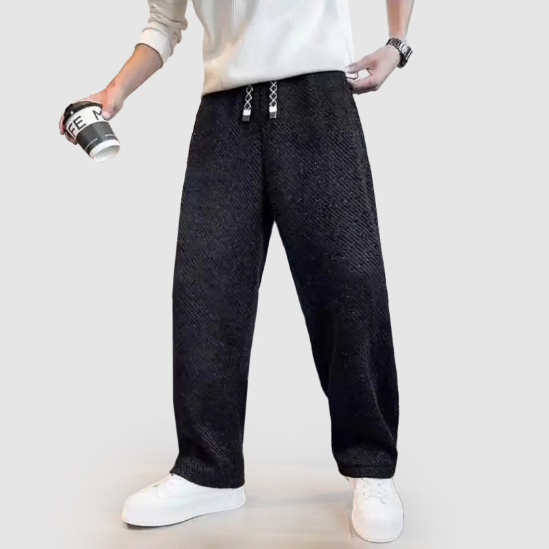 Pantalon Homme Décontracté à Jambe Large avec Taille Élastique 2