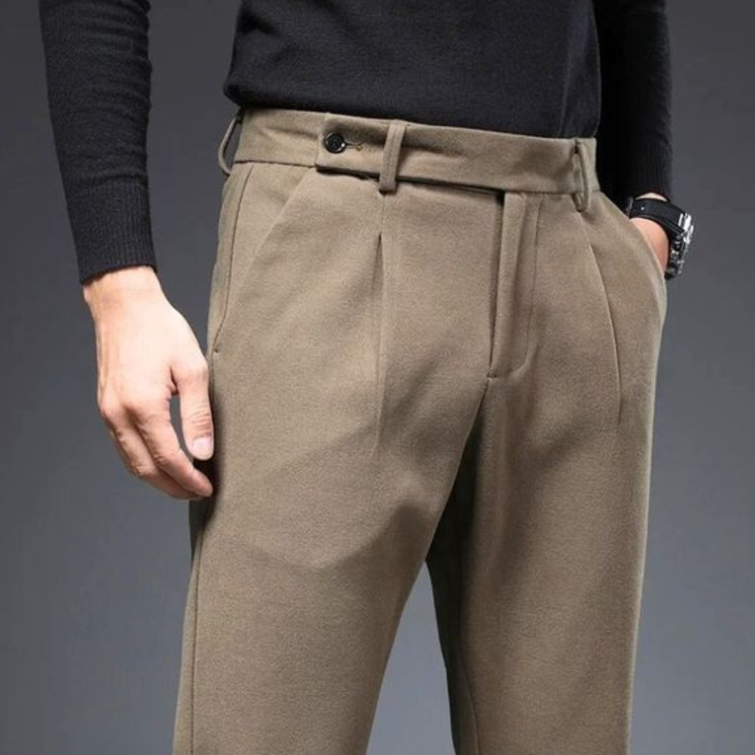 Pantalon Homme Fuselé à Plis Moderne 2