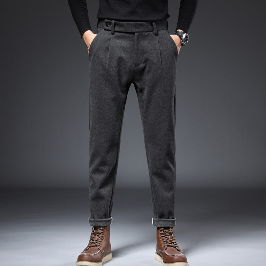 Pantalon Homme Fuselé à Plis Moderne 4