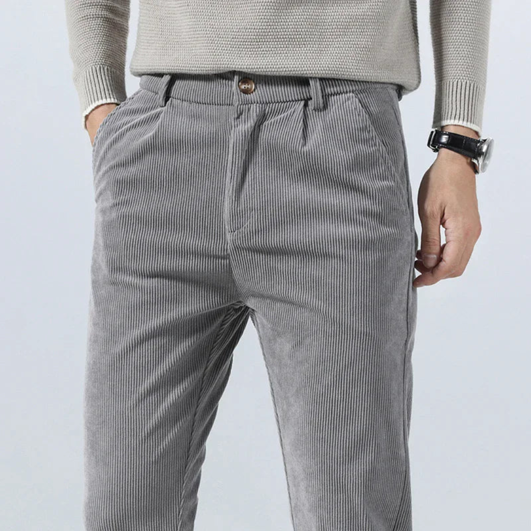 Pantalon Homme Long Côtelé Style Décontracté 1