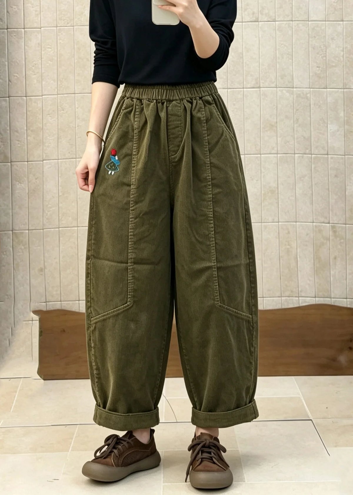 Pantalon Homme Patchwork Style Décontracté Taille Élastique 1