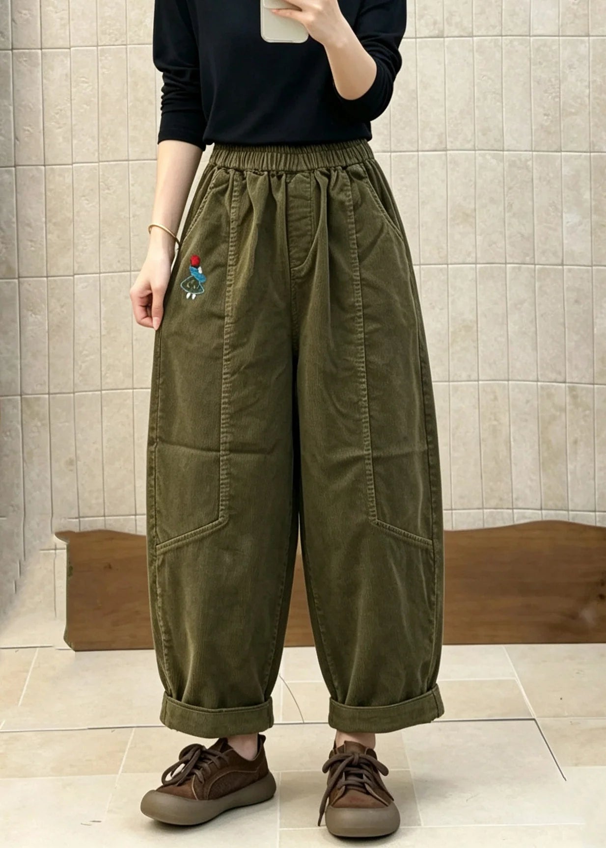 Pantalon Homme Patchwork Style Décontracté Taille Élastique 1