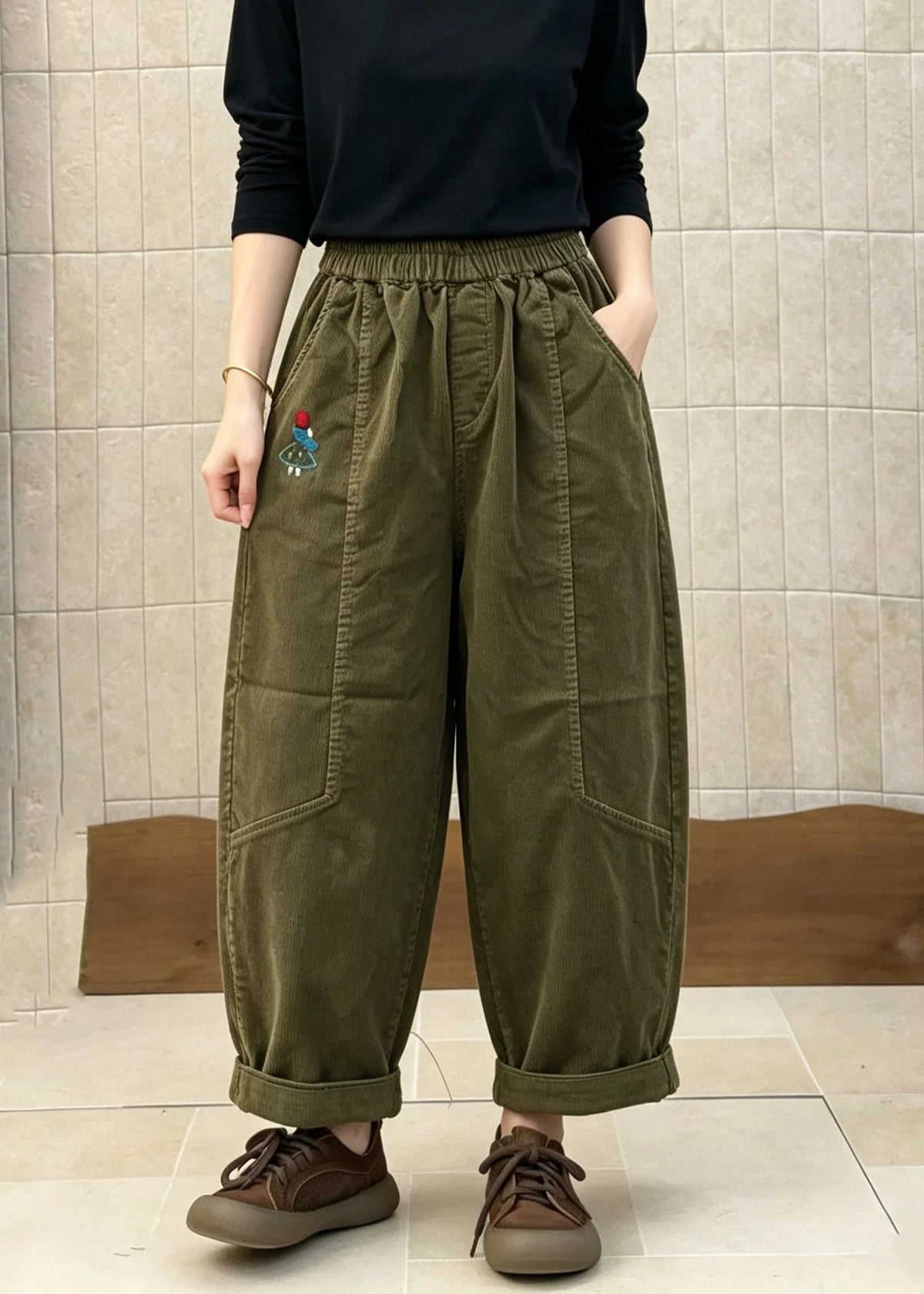 Pantalon Homme Patchwork Style Décontracté Taille Élastique 2
