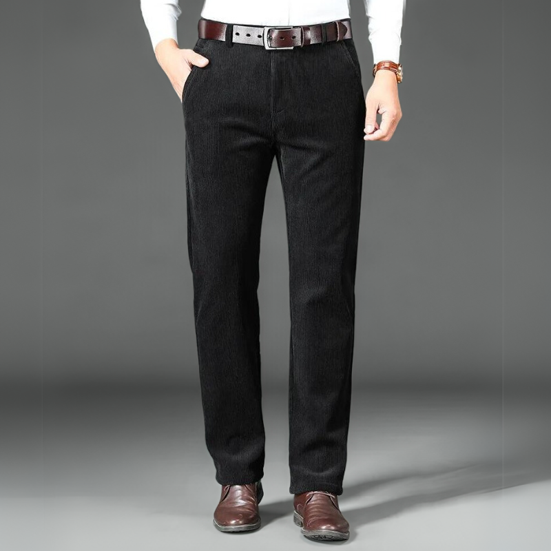Pantalon Homme Velours Côtelé Doublé Fleece Ajusté 4
