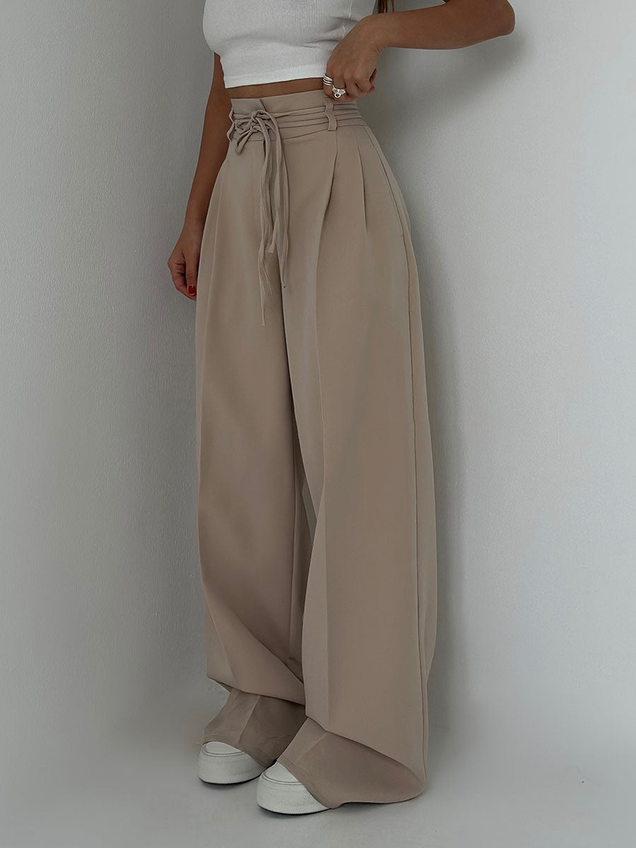 Pantalon Large Femme Taille Haute Élégant 1