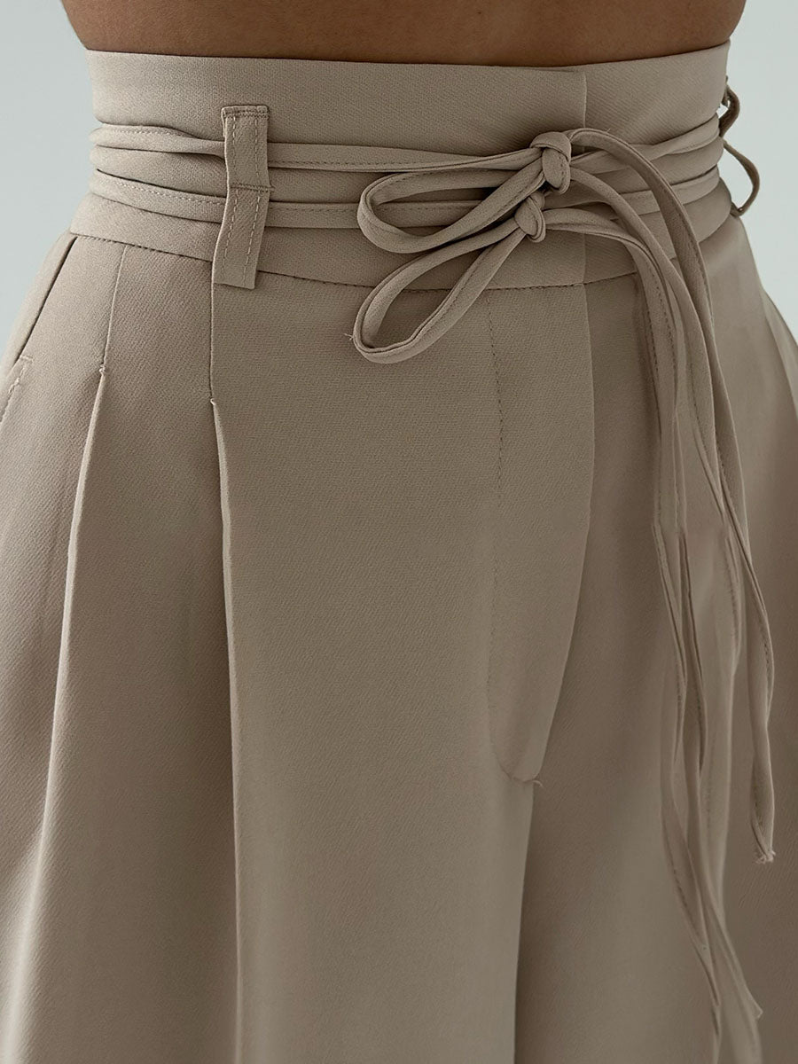 Pantalon Large Femme Taille Haute Élégant 2