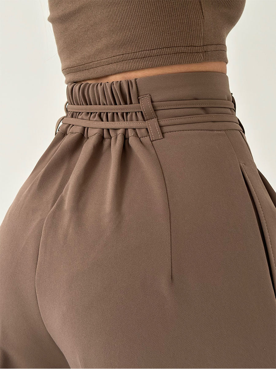 Pantalon Large Femme Taille Haute Élégant 3