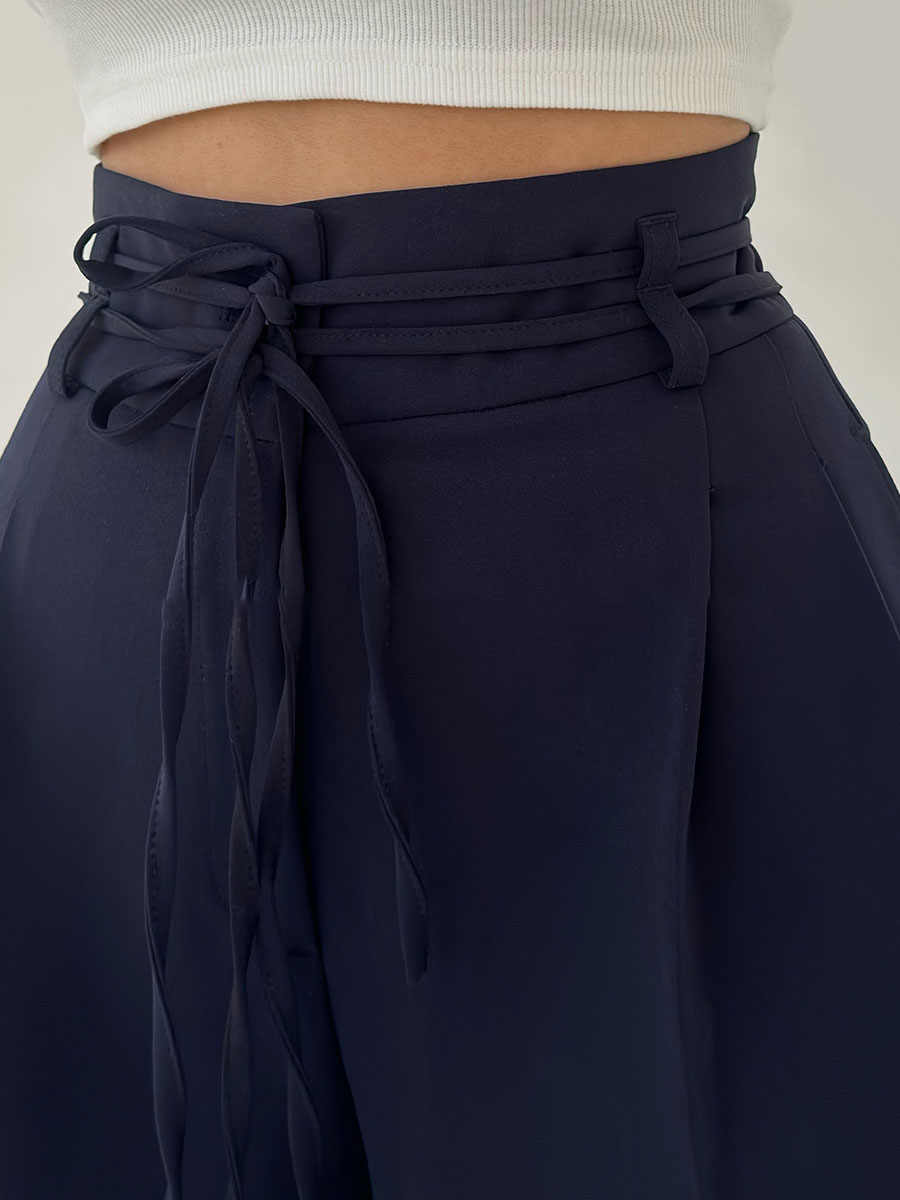 Pantalon Large Femme Taille Haute Élégant 5