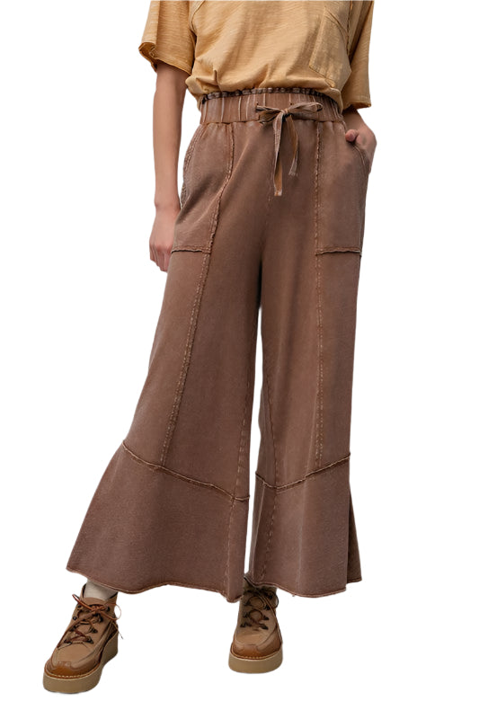 Pantalon Large en Tricot de Terry Minéral pour Femme 0