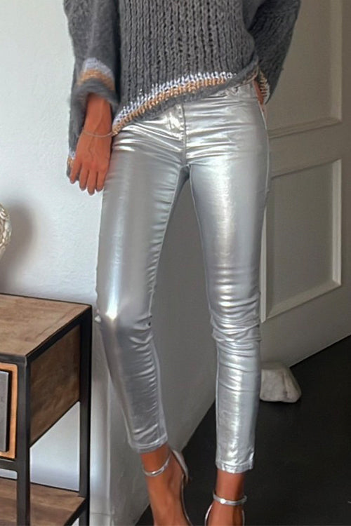 Pantalon Legging Femme en Simili Cuir Coupe Slim 1