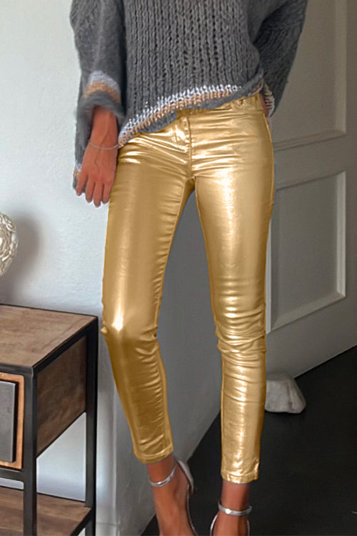 Pantalon Legging Femme en Simili Cuir Coupe Slim 2