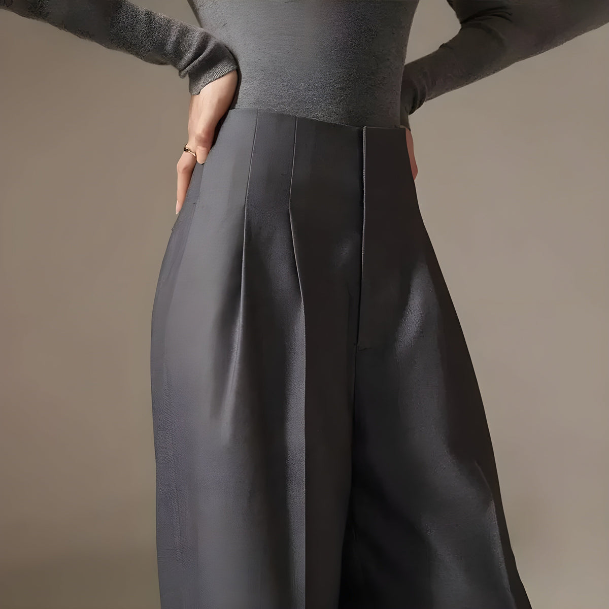 Pantalon Palazzo Plissé Taille Haute 3
