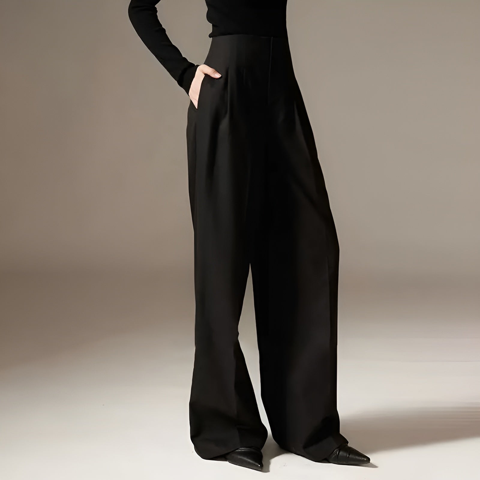 Pantalon Palazzo Plissé Taille Haute 5