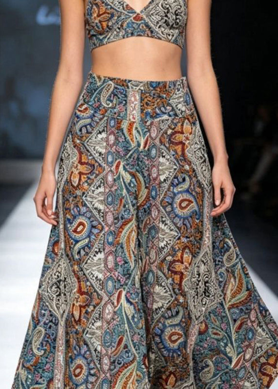 Pantalon ample femme taille haute asymétrique à jambes larges 2