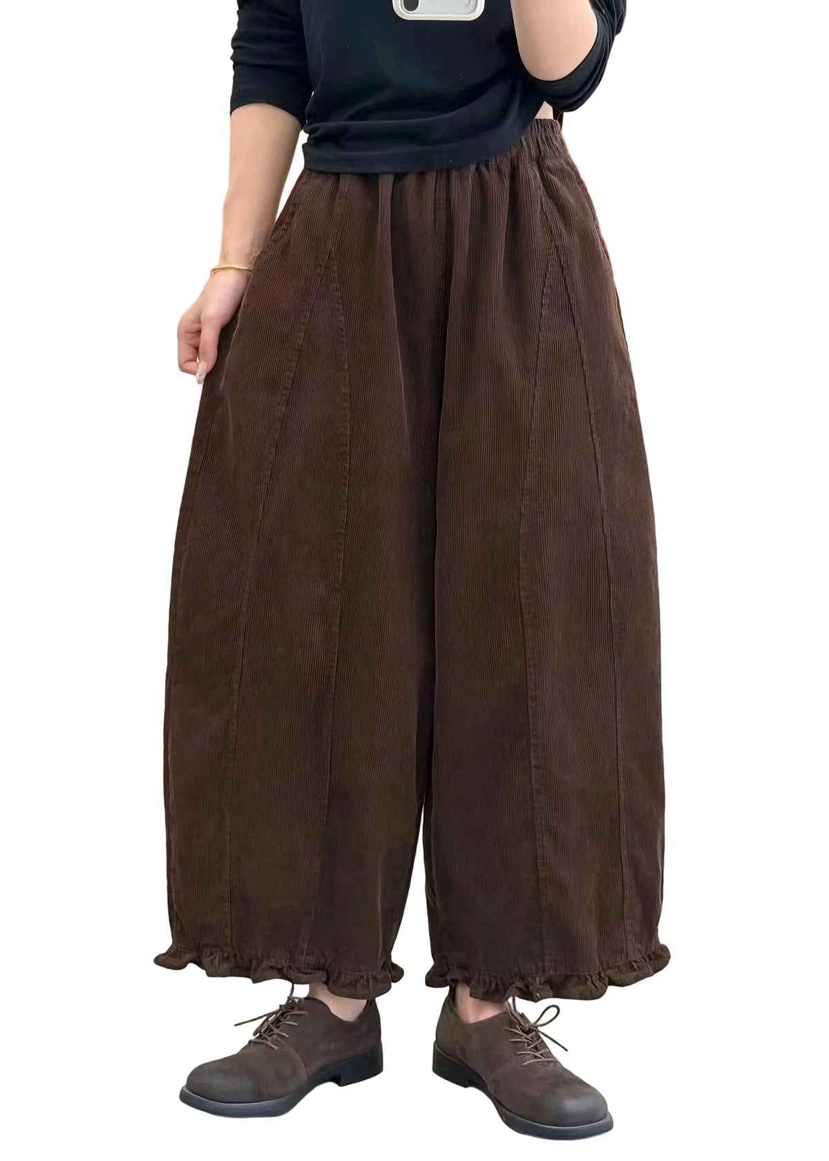 Pantalon ample patchwork à poches volantées pour femme 0