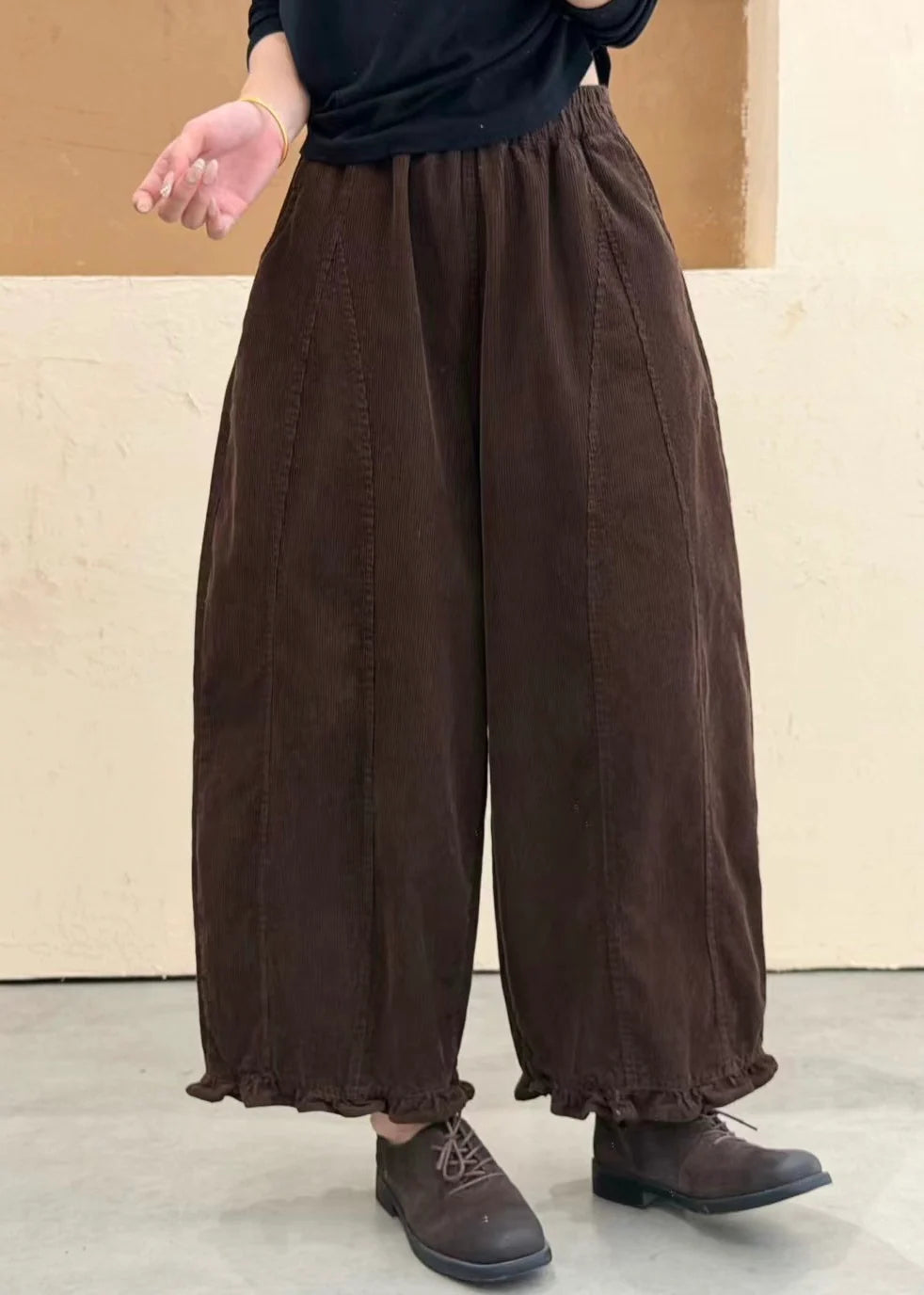 Pantalon ample patchwork à poches volantées pour femme 1