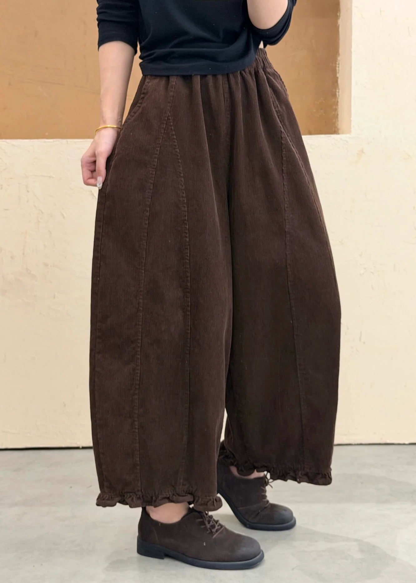 Pantalon ample patchwork à poches volantées pour femme 2