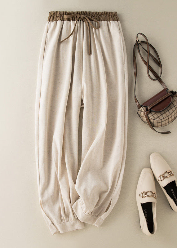 Pantalon court décontracté pour femme avec poches et ceinture à nouer 1