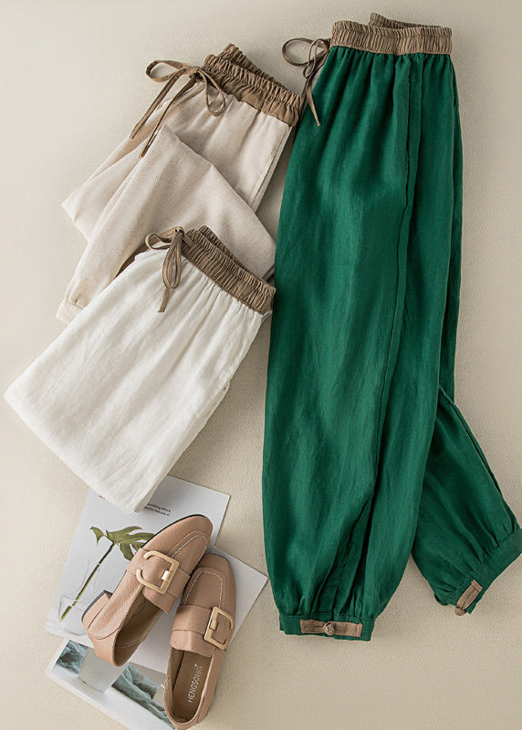 Pantalon court décontracté pour femme avec poches et ceinture à nouer 3