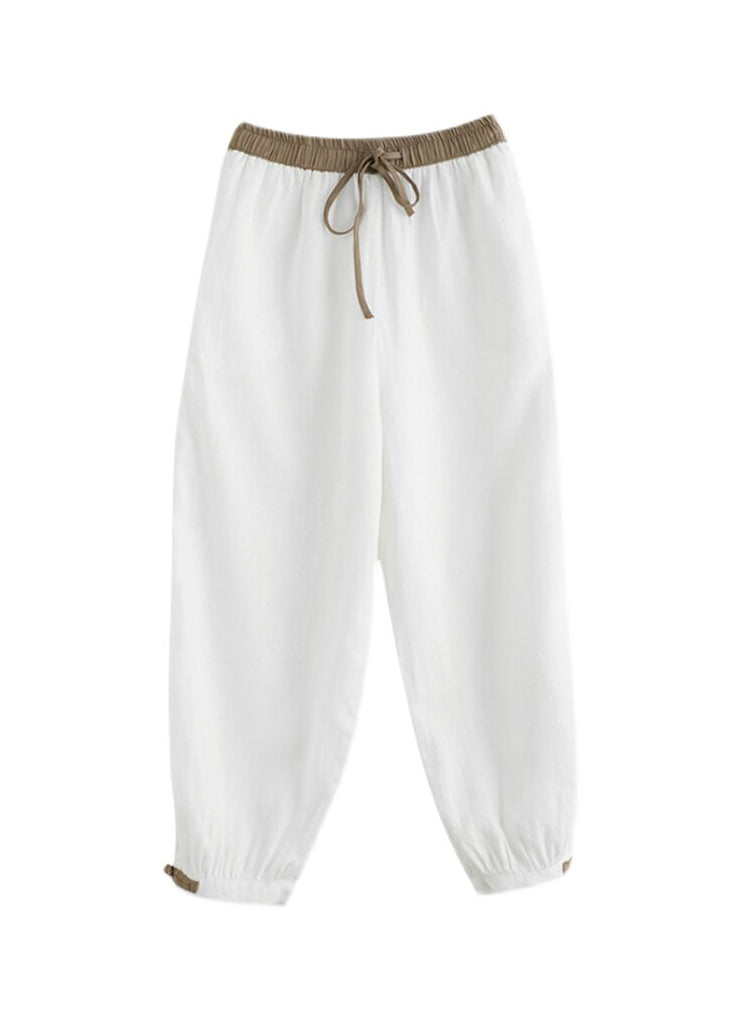 Pantalon court décontracté pour femme avec poches et ceinture à nouer 4
