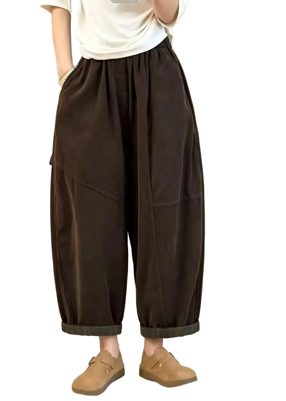 Pantalon court femme style décontracté à taille élastique 0