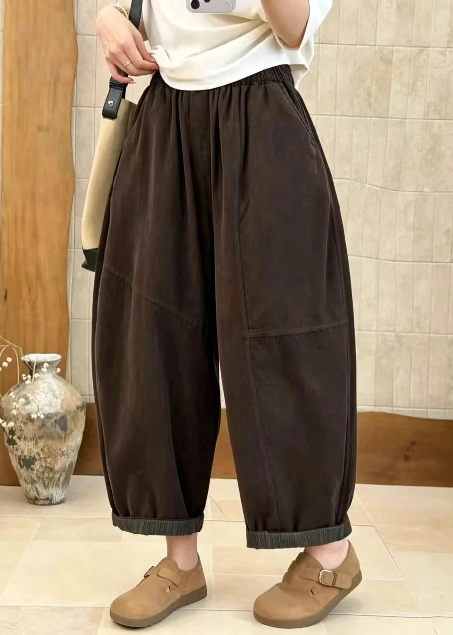 Pantalon court femme style décontracté à taille élastique 2