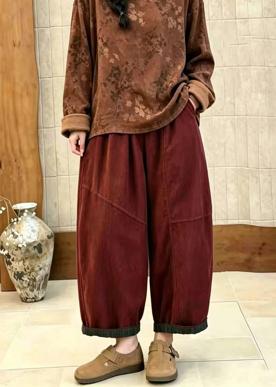 Pantalon court femme taille haute ample 2