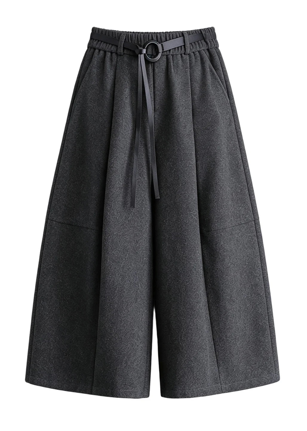 Pantalon court femme taille haute jambes larges décontracté 4