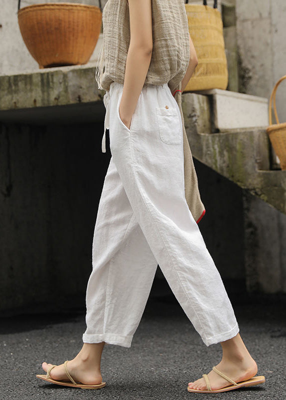 Pantalon d'été pour femmes avec poches blanches 0