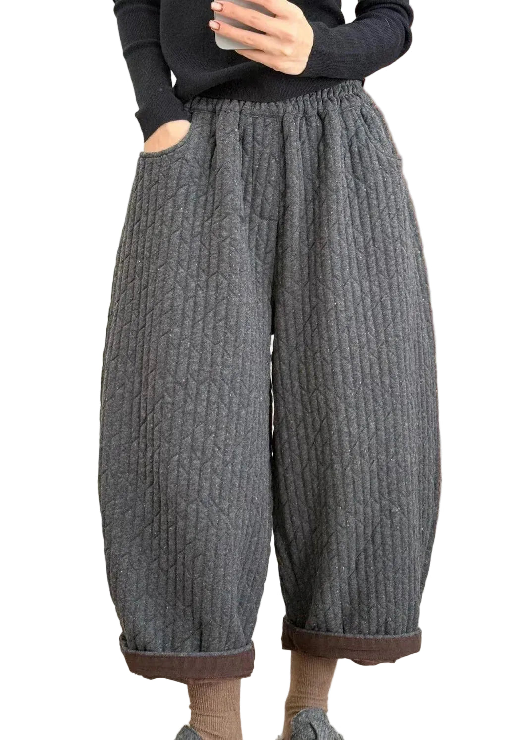 Pantalon d'hiver ample pour femme avec poches patchwork 0