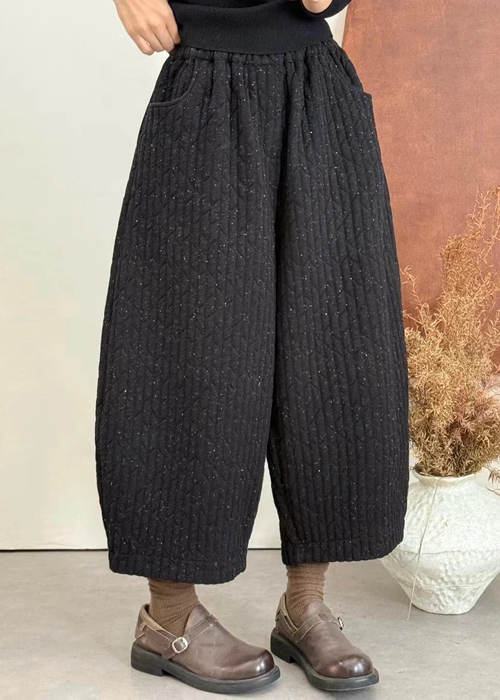 Pantalon d'hiver ample pour femme avec poches patchwork 2