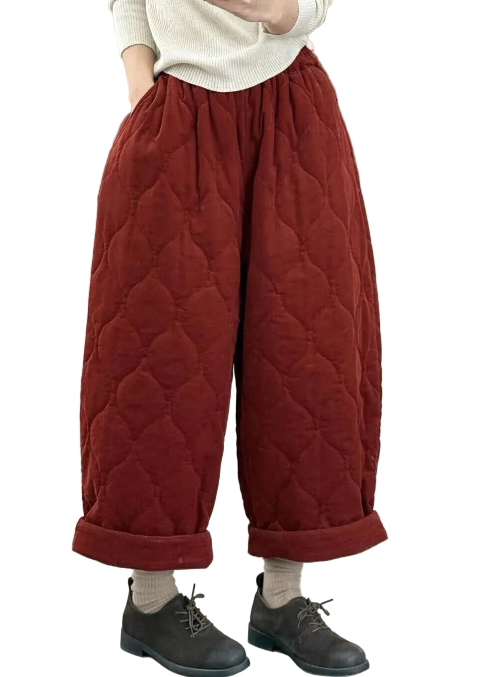 Pantalon d'hiver grande taille avec poches et taille élastique pour femme 0