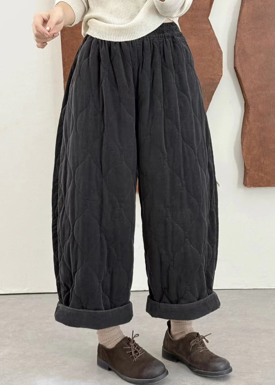Pantalon d'hiver grande taille avec poches et taille élastique pour femme 4