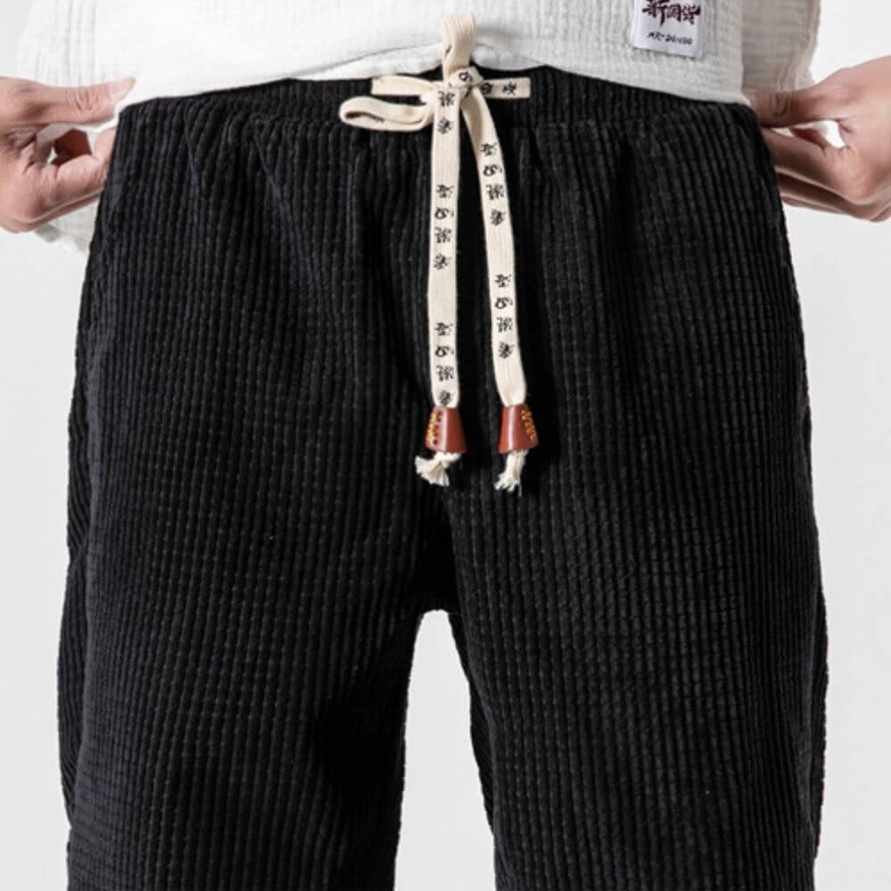 Pantalon de Jogging Homme Cordeau Ajustable en Tissu Doux 4