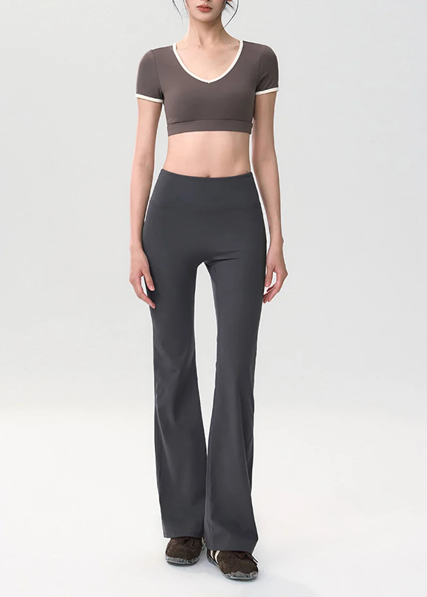 Pantalon de yoga femme taille haute évasé 1