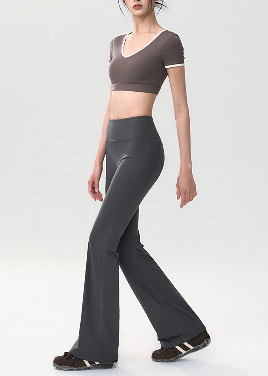Pantalon de yoga femme taille haute évasé 2
