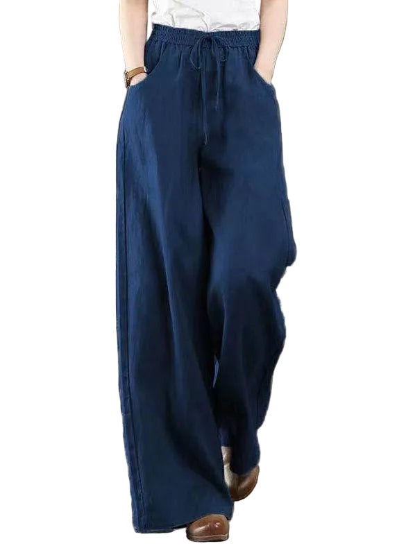 Pantalon droit pour femmes avec poches et ceinture à nouer 0