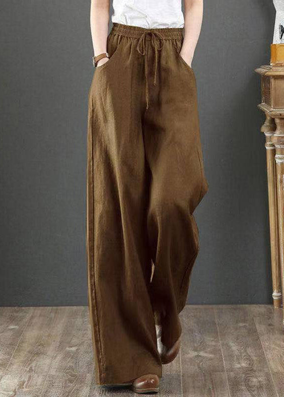Pantalon droit pour femmes avec poches et ceinture à nouer 1