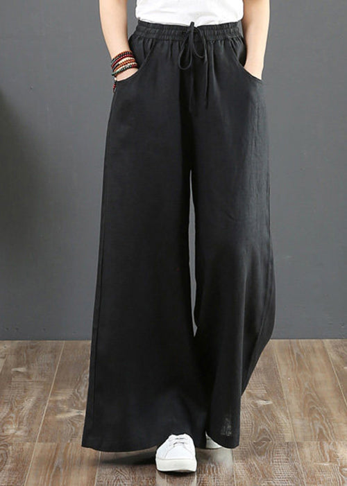 Pantalon droit pour femmes avec poches et ceinture à nouer 2