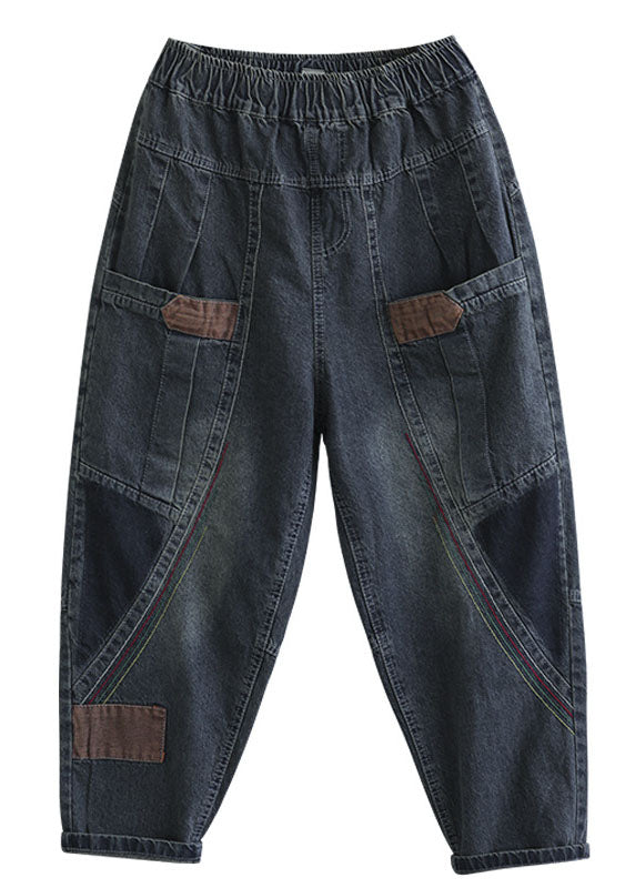 Pantalon en Denim Femme avec Poches et Patchwork 4