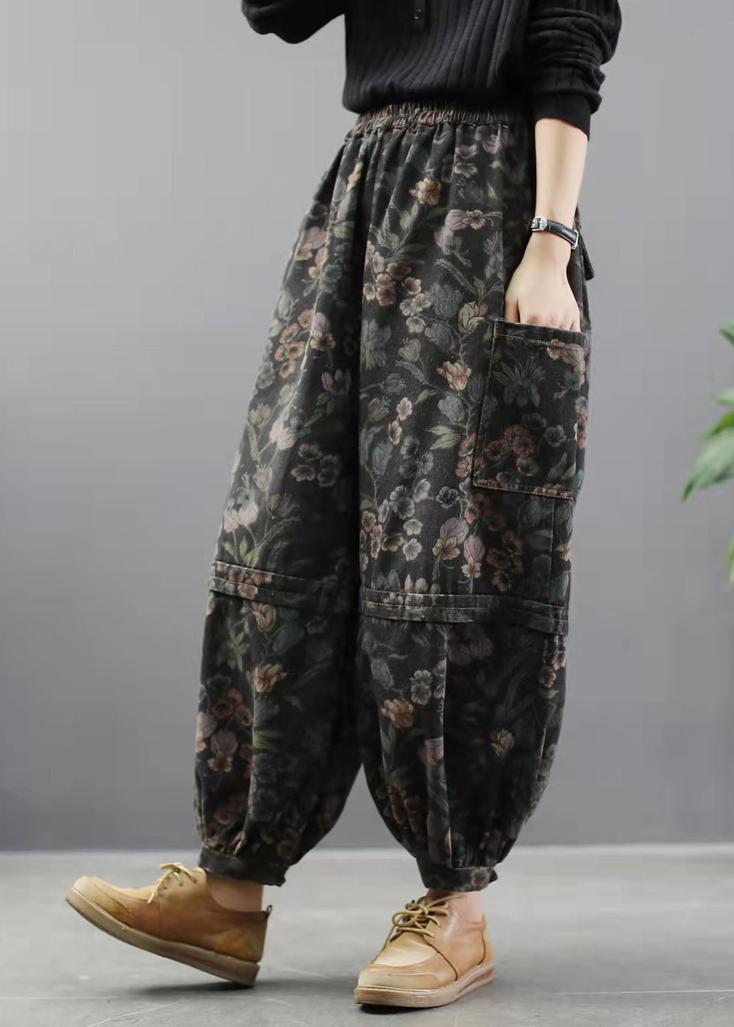 Pantalon en Denim Imprimé pour Femme Style Lantern 2